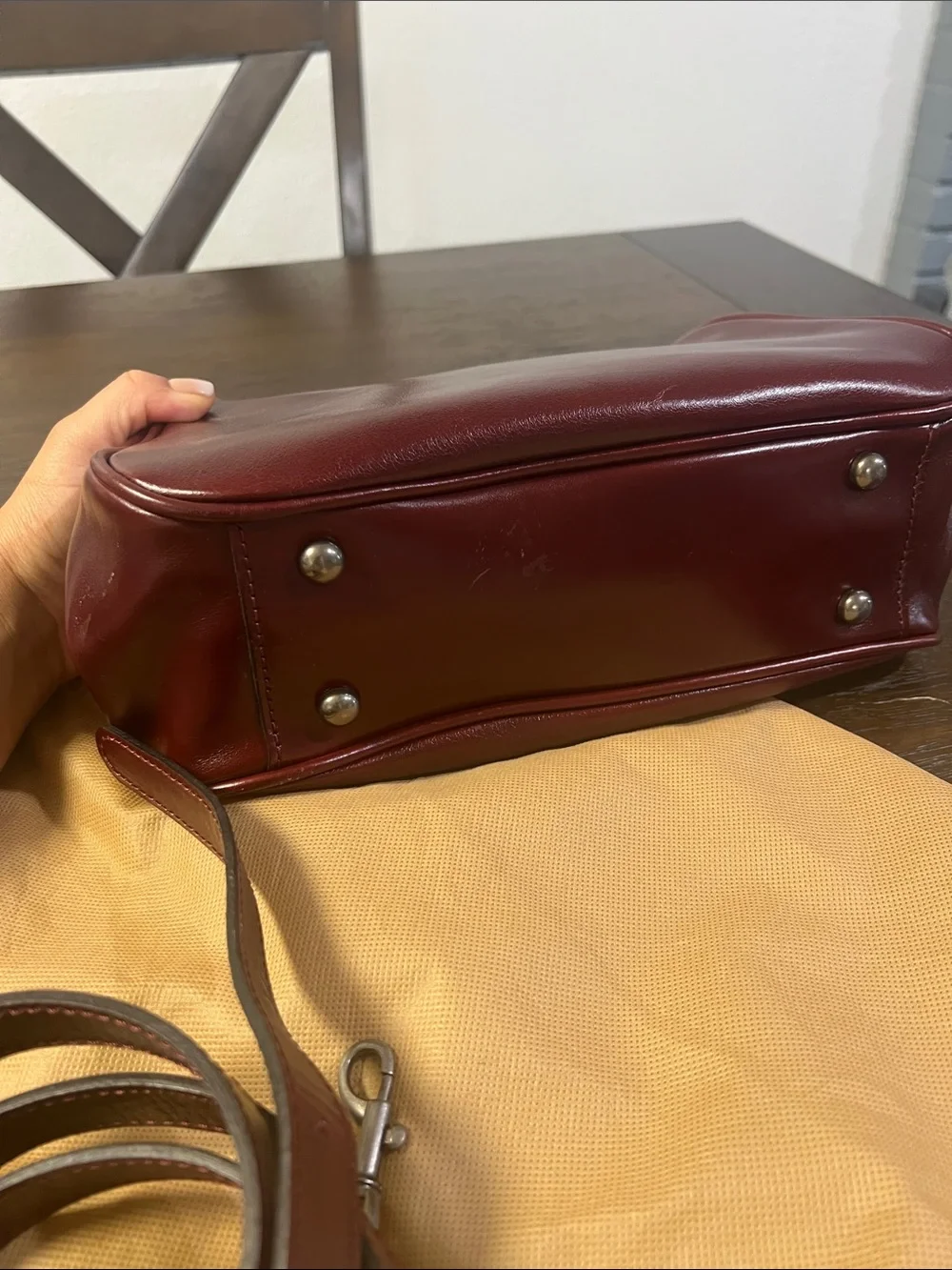 Patricia Nash Deep Burgundy Leather Top-Handle Satchel